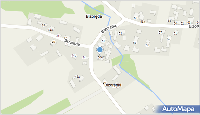 Bizorędki, Bizorędki, 50A, mapa Bizorędki