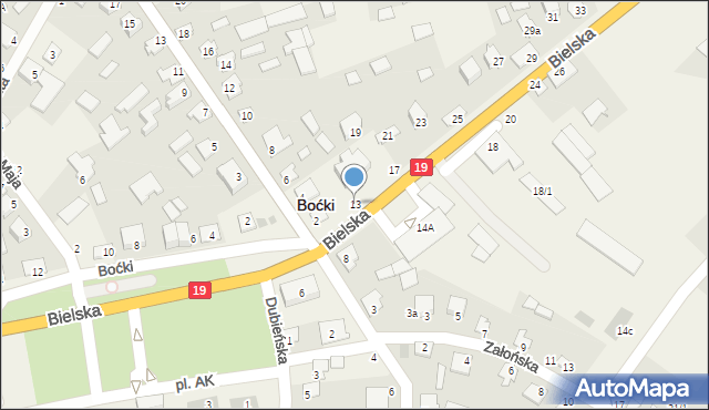 Boćki, Bielska, 13, mapa Boćki