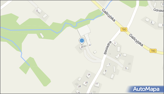 Brodła, Biesiadna, 10, mapa Brodła