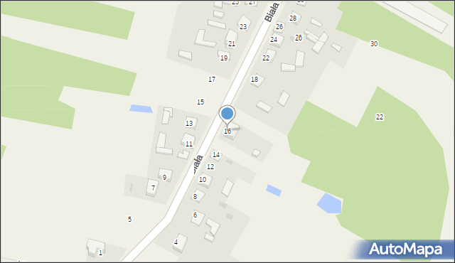 Brzeziny Nowe, Biała, 16, mapa Brzeziny Nowe