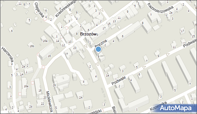 Brzozów, Bielawskiego Józefa, ks., 3, mapa Brzozów