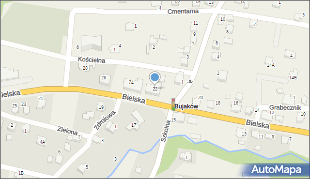 Bujaków, Bielska, 22, mapa Bujaków