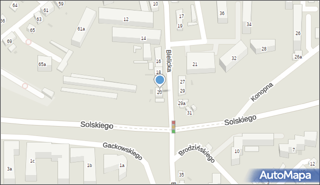 Bydgoszcz, Bielicka, 20, mapa Bydgoszczy