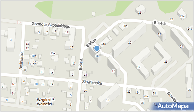 Bydgoszcz, Biziela Jana, 16, mapa Bydgoszczy