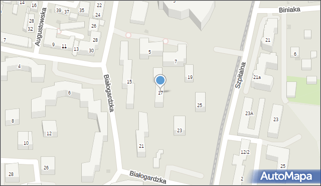 Bydgoszcz, Białogardzka, 17, mapa Bydgoszczy