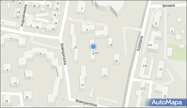 Bydgoszcz, Białogardzka, 17, mapa Bydgoszczy