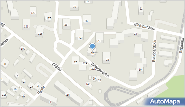 Bydgoszcz, Białogardzka, 20, mapa Bydgoszczy