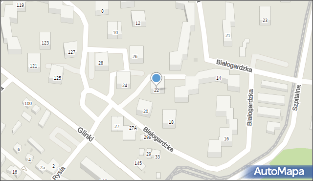 Bydgoszcz, Białogardzka, 22, mapa Bydgoszczy