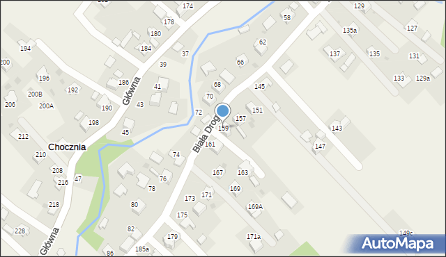 Chocznia, Biała Droga, 159, mapa Chocznia