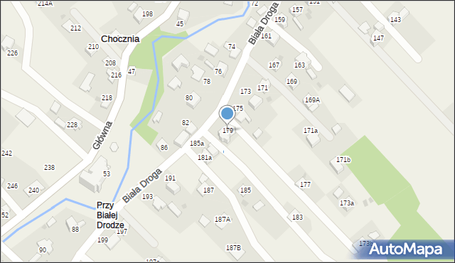 Chocznia, Biała Droga, 179, mapa Chocznia