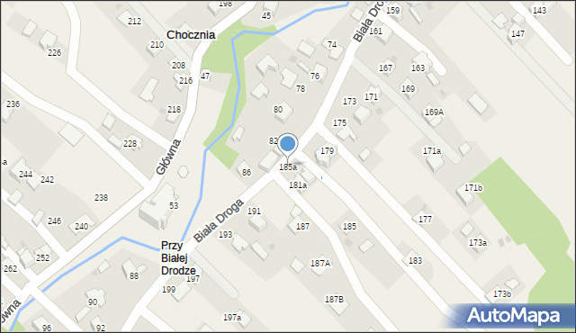 Chocznia, Biała Droga, 185a, mapa Chocznia