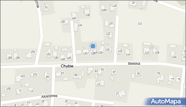 Chybie, Bielska, 128, mapa Chybie