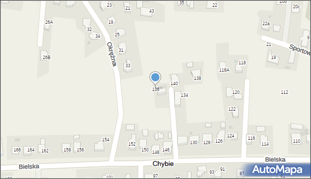Chybie, Bielska, 136, mapa Chybie