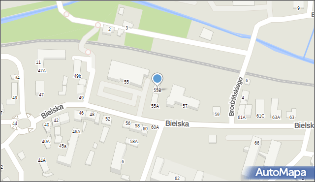 Cieszyn, Bielska, 55B, mapa Cieszyna