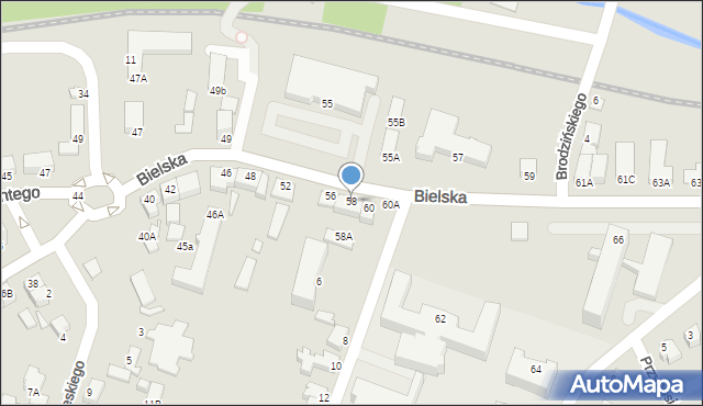 Cieszyn, Bielska, 58, mapa Cieszyna