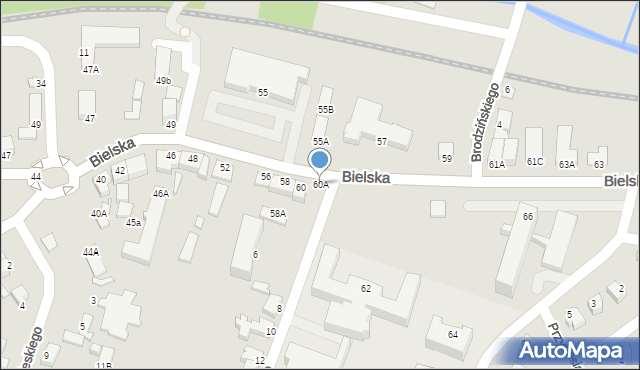 Cieszyn, Bielska, 60A, mapa Cieszyna