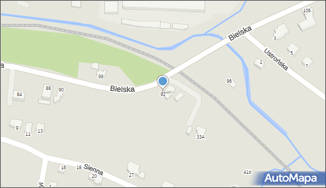 Cieszyn, Bielska, 92, mapa Cieszyna