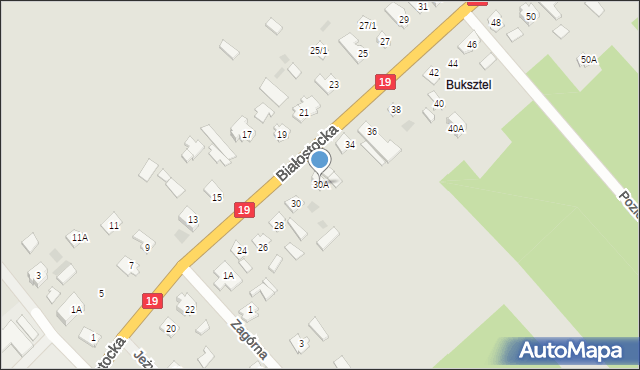 Czarna Białostocka, Białostocka, 30A, mapa Czarna Białostocka