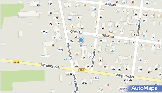 Częstochowa, Białostocka, 22, mapa Częstochowy