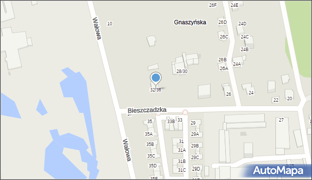 Częstochowa, Bieszczadzka, 32/36, mapa Częstochowy