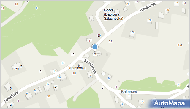 Dąbrowa Szlachecka, Bielańska, 22, mapa Dąbrowa Szlachecka