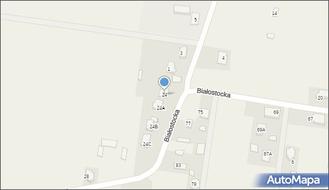 Dobrzyniewo Duże, Białostocka, 24, mapa Dobrzyniewo Duże