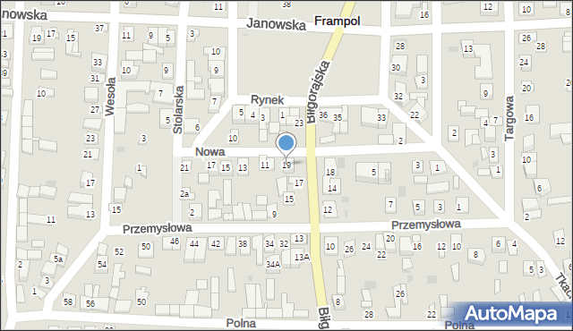 Frampol, Biłgorajska, 19, mapa Frampol