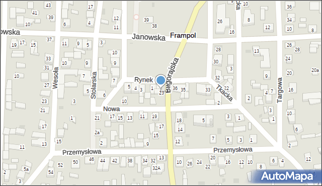 Frampol, Biłgorajska, 23, mapa Frampol