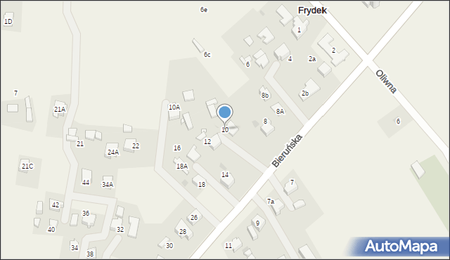 Frydek, Bieruńska, 10, mapa Frydek