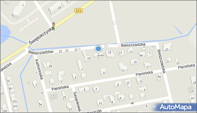 Gdańsk, Bieszczadzka, 17, mapa Gdańska