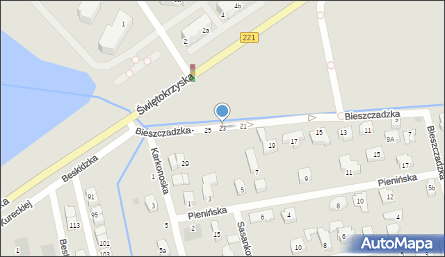 Gdańsk, Bieszczadzka, 23, mapa Gdańska