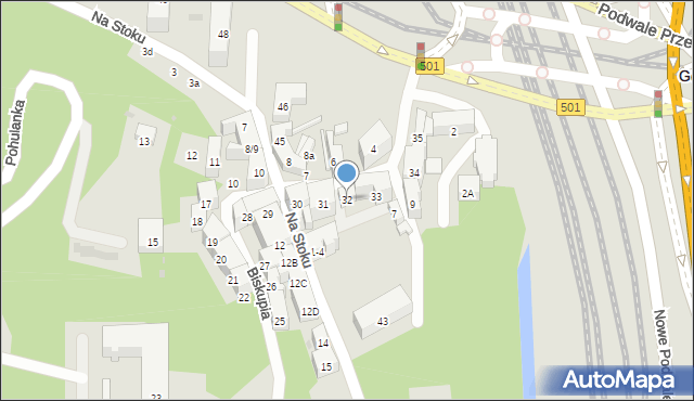 Gdańsk, Biskupia, 32, mapa Gdańska