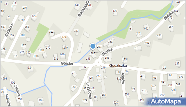 Godziszka, Bielska, 285, mapa Godziszka