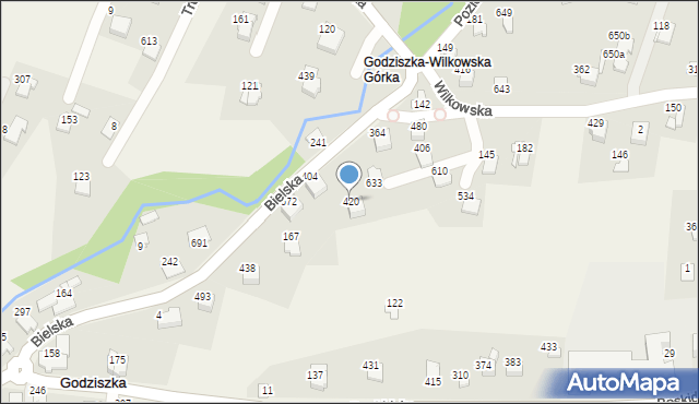 Godziszka, Bielska, 420, mapa Godziszka