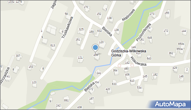 Godziszka, Bielska, 439, mapa Godziszka