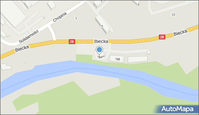 Gorlice, Biecka, 78A, mapa Gorlic