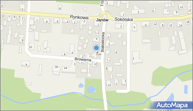 Janów, Białostocka, 8a, mapa Janów