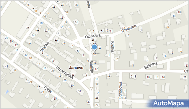 Janowo, Białego Władysława, ks., 20, mapa Janowo