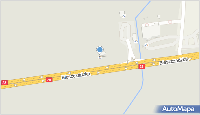 Jasło, Bieszczadzka, 21, mapa Jasła