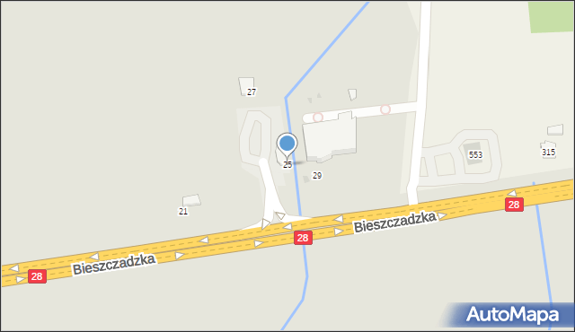 Jasło, Bieszczadzka, 25, mapa Jasła