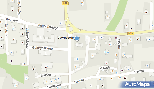 Jawiszowice, Bielska, 1, mapa Jawiszowice