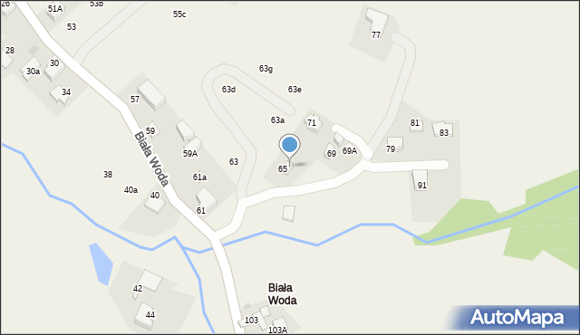 Jaworki, Biała Woda, 65a, mapa Jaworki