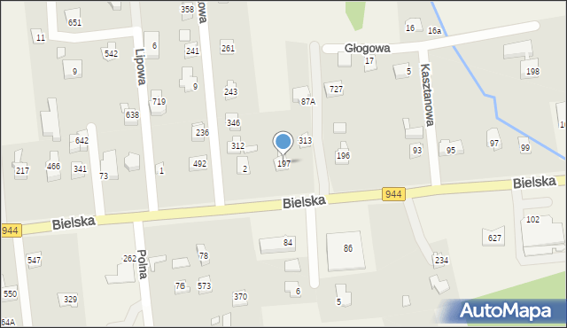 Jaworze, Bielska, 197, mapa Jaworze