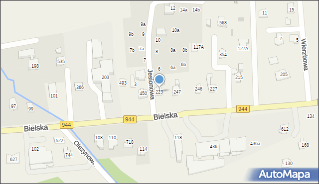 Jaworze, Bielska, 223, mapa Jaworze