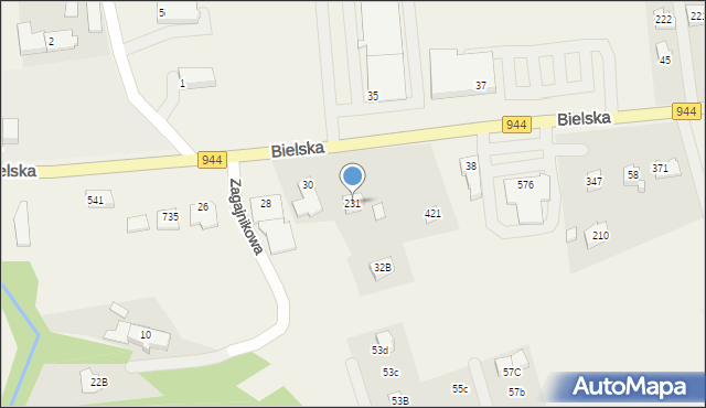 Jaworze, Bielska, 231, mapa Jaworze