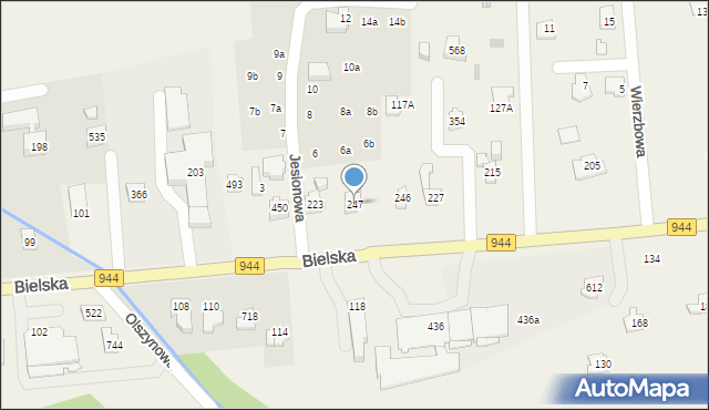 Jaworze, Bielska, 247, mapa Jaworze