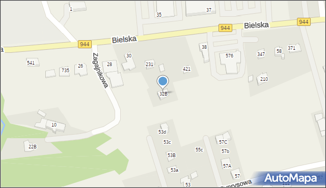 Jaworze, Bielska, 32B, mapa Jaworze