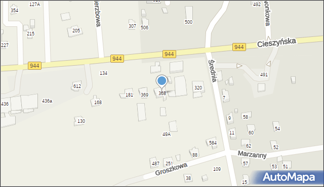 Jaworze, Bielska, 368, mapa Jaworze