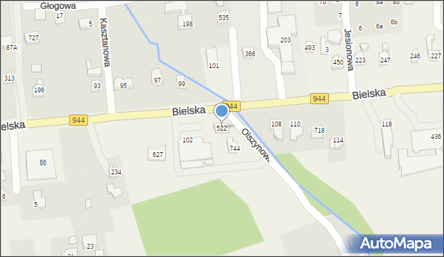 Jaworze, Bielska, 522, mapa Jaworze