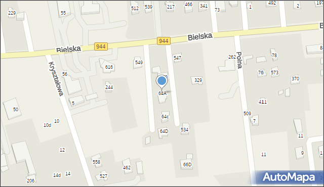 Jaworze, Bielska, 64A, mapa Jaworze